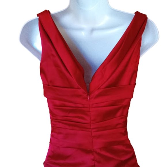 LE CHATEAU  Red Satin Dress Cocktail Party Evening Dress XXS NEW NWT - Picture 4 of 5